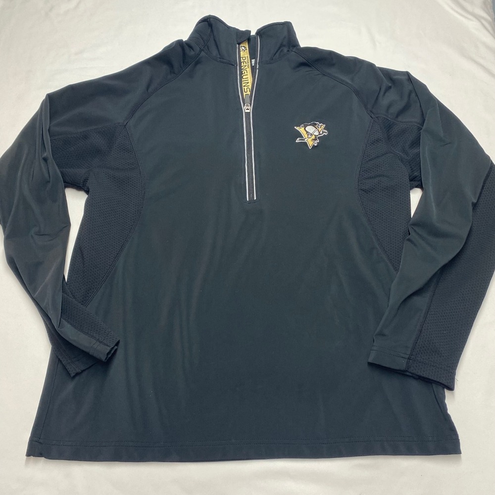 Levelwear Pittsburgh Penguins NHL Mens Medium Black Quarter Zip Pullover